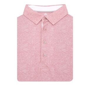 Boston Scott Golf “Hokusai - Coral” Four Button Golf Shirt *NWT